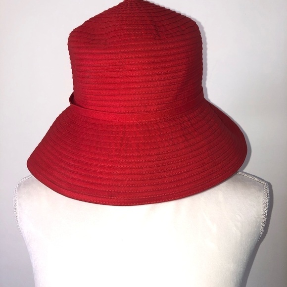 Bundle Of Two Bucket Style Hats Womens Vintage Polyester Red Cream - Picture 11 of 13